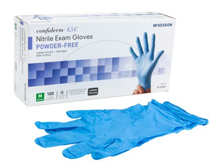 McKesson Blue Confiderm Nitrile Non-Sterile Gloves 4.5C