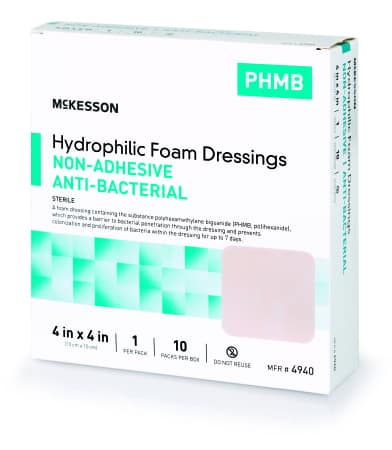 McKesson Antibacterial Square Hydrophilic Foam Dressing
