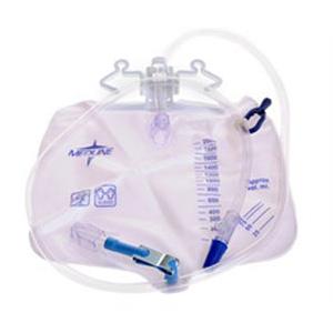 Medline Drainage Bag with Anti-Reflux Tower, 50 Inch Tubing, Sample Port, and Clamp