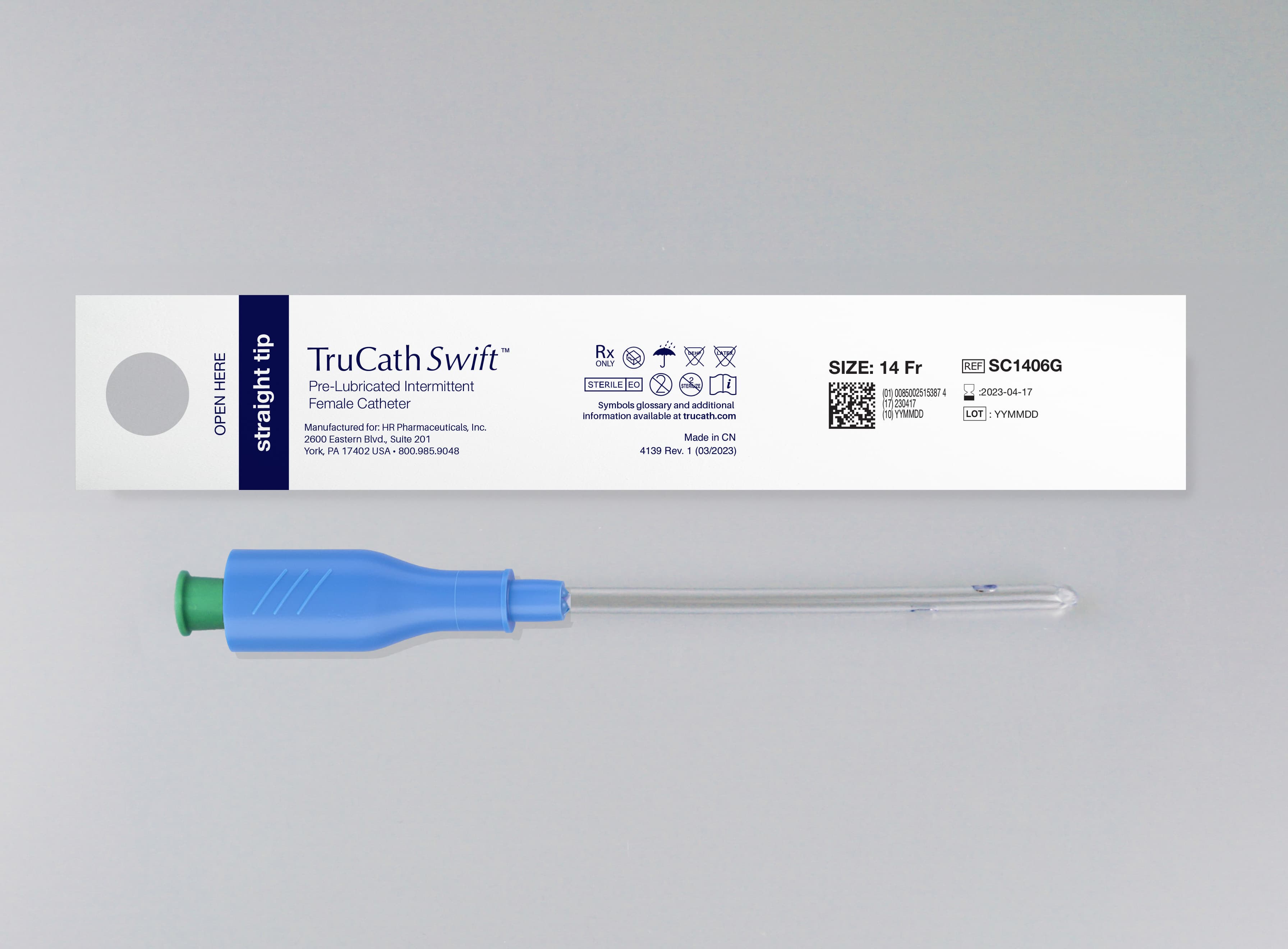 TruCath Swift™ Pre-Lubricated Intermittent Female Straight Tip Catheter