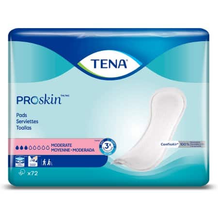 TENA ProSkin Moderate Absorbent Pads as underwear liners or fecal incontinence pads